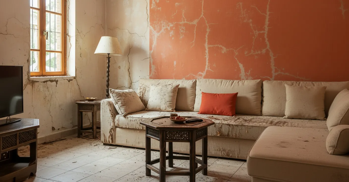 Salon avant et après peinture — avant